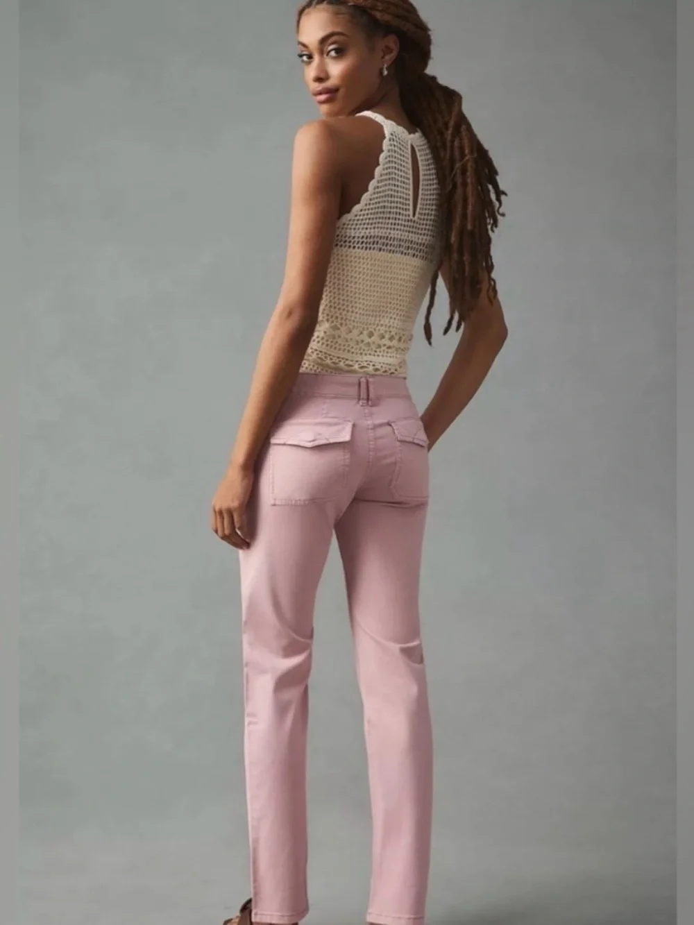 Anthropologie Pilcro Jefferson Straight Leg Utitly Jeans Pants in Dusty Rose 32